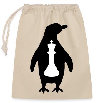 Chess Checkmate Chess Player "Penguin King" - Closable cotton gift bag (25x30cm) - nature - Front