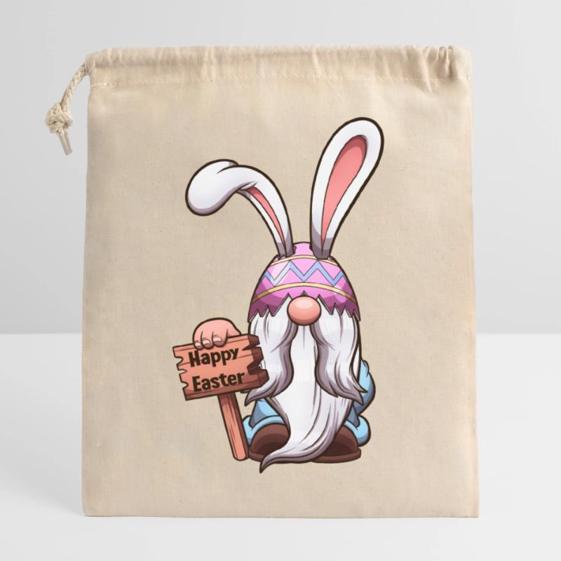 Easter Gnome With Easter Egg Hat With Rabbit Ears Closable cotton gift bag (25x30cm)
