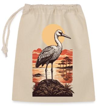 Grue asiatique Art & Nature Oiseau Ukiyo-E - Sac cadeau en coton avec cordon (25 x 30 cm) - nature - Devant