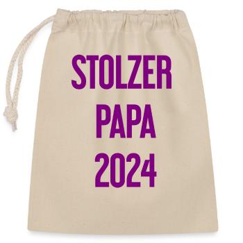 Proud Dad 2024 – pour les nouveaux papas - Sac cadeau en coton avec cordon (25 x 30 cm) - nature - Devant