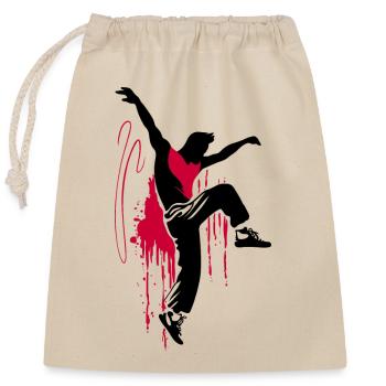 Breakdancer Dancer Silhouette in Red Black - Closable cotton gift bag (25x30cm) - nature - Front