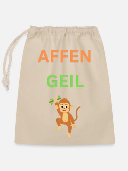 AFFEN GEIL - Verschließbarer Geschenkbeutel aus Baumwolle (25x30cm) - Natur