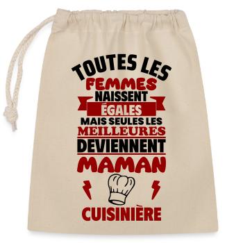 Cadeau Fête des Mères - Maman Cuisinière,cuisine - Sac cadeau en coton avec cordon (25 x 30 cm) - nature - Devant