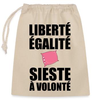 Liberté Égalité Sieste à Volonté drôle français - Sac cadeau en coton avec cordon (25 x 30 cm) - nature - Devant