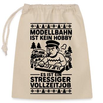 Stress au travail à temps plein dans le modélisme ferroviaire - Sac cadeau en coton avec cordon (25 x 30 cm) - nature - Devant