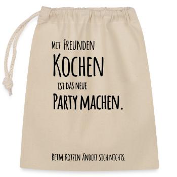 Mit Freunden Kochen - Verschließbarer Geschenkbeutel aus Baumwolle (25x30cm) - Natur - Vorne