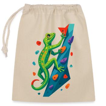 Bouldern Gecko Klettertier Klettern Echse Geschenk - Verschließbarer Geschenkbeutel aus Baumwolle (25x30cm) - Natur - Vorne