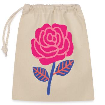 Ruby rose with blue leaves - Closable cotton gift bag (25x30cm) - nature - Front