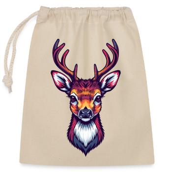 Deer Head Cool Cute - Closable cotton gift bag (25x30cm) - nature - Front