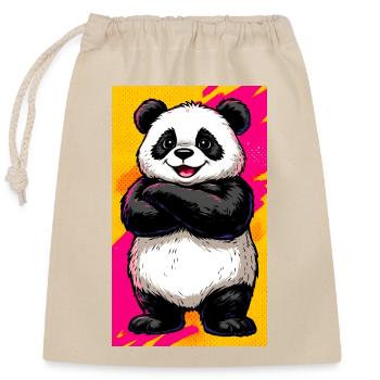 panda - Closable cotton gift bag (25x30cm) - nature - Front