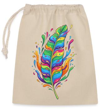 Explosion de couleurs de plumes arc-en-ciel - Sac cadeau en coton avec cordon (25 x 30 cm) - nature - Devant