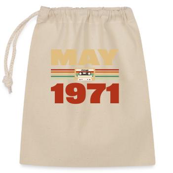 52nd Birthday May Vintage 1971 Gift Idea - Closable cotton gift bag (25x30cm) - nature - Front