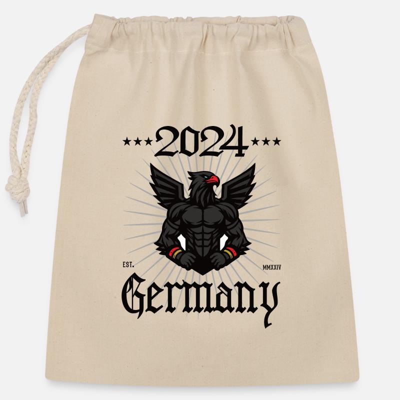 Germany Design with the Bodybuilder Eagle - Closable cotton gift bag (25x30cm) - nature