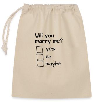 Will you marry me? Original marriage proposal - Closable cotton gift bag (25x30cm) - nature - Front