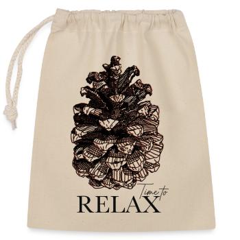 Temps de détente - pomme de pin - Sac cadeau en coton avec cordon (25 x 30 cm) - nature - Devant
