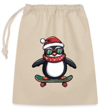 Pinguin Weihnachten Lustig - Verschließbarer Geschenkbeutel aus Baumwolle (25x30cm) - Natur - Vorne