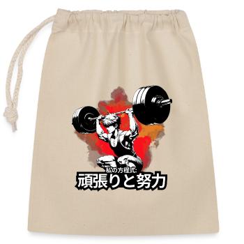 Anime Gym: Schaufenster für harte Arbeit und Anstrengung - Verschließbarer Geschenkbeutel aus Baumwolle (25x30cm) - Natur - Vorne