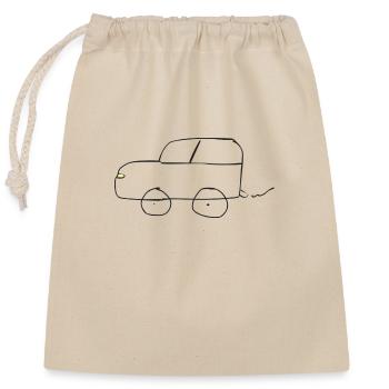 Drawn car - Closable cotton gift bag (25x30cm) - nature - Front