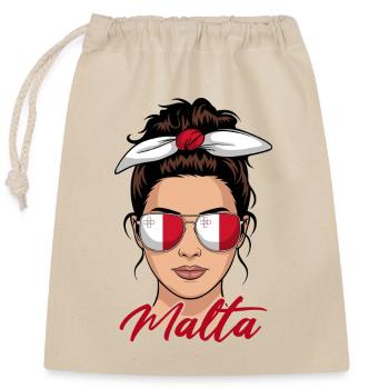 Maltesische Mädchen Frauen Flagge Malta - Verschließbarer Geschenkbeutel aus Baumwolle (25x30cm) - Natur - Vorne