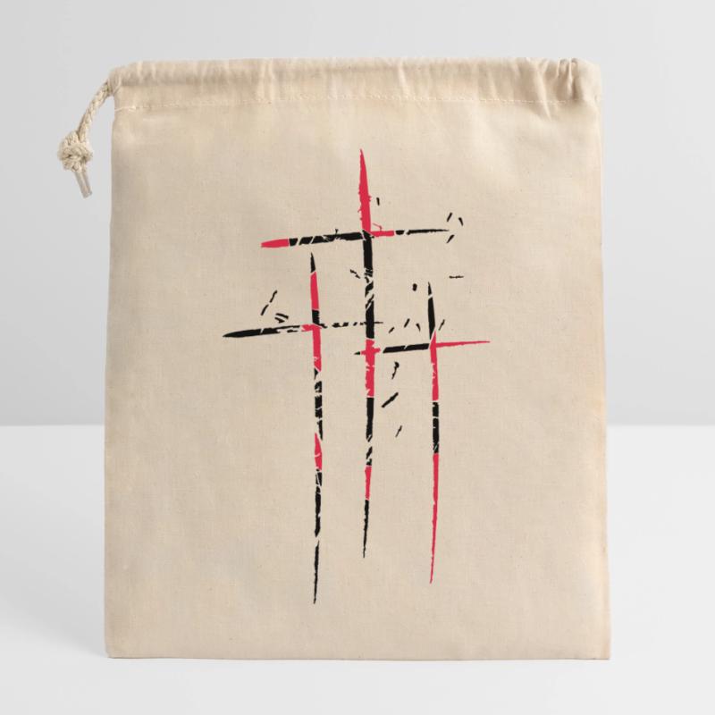 3 crosses design pattern scratch cool old tears br Closable cotton gift bag (25x30cm)