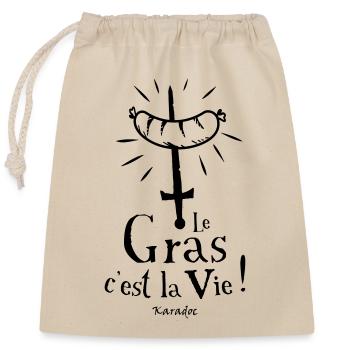 Le Gras c'est la Vie ! Karadoc - Sac cadeau en coton avec cordon (25 x 30 cm) - nature - Devant