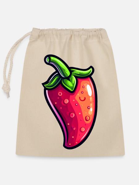 Chili - Verschließbarer Geschenkbeutel aus Baumwolle (25x30cm) - Natur