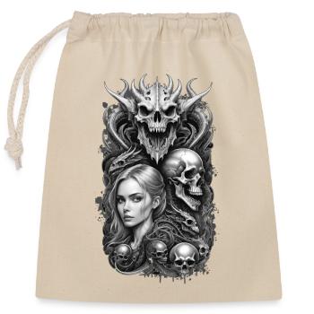 Born in grey - Closable cotton gift bag (25x30cm) - nature - Front