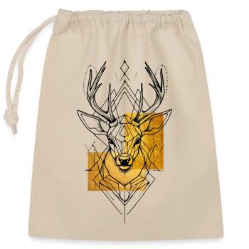Hirsch Hirschgeweih Tier Geometrisch Gold Kunst - Verschließbarer Geschenkbeutel aus Baumwolle (25x30cm) - Natur - Vorne