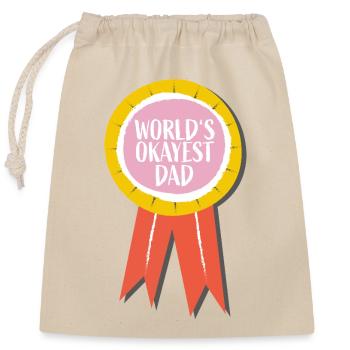 Lustiges Vater-Abzeichen– World's Okayest Dad - Verschließbarer Geschenkbeutel aus Baumwolle (25x30cm) - Natur - Vorne