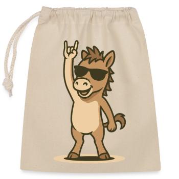 Poulain Rock’n’Ride - Sac cadeau en coton avec cordon (25 x 30 cm) - nature - Devant