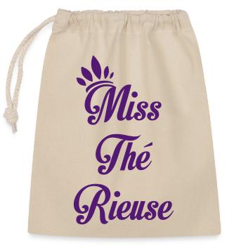 Miss Laughing Tea - Closable cotton gift bag (25x30cm) - nature - Front