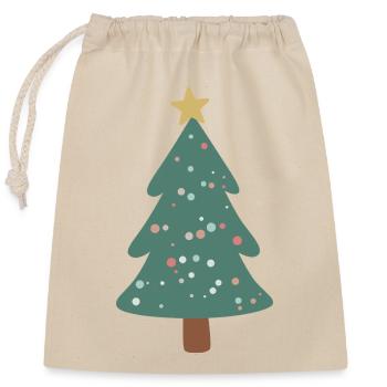 Sapin de Noël vert forêt avec des points - Sac cadeau en coton avec cordon (25 x 30 cm) - nature - Devant