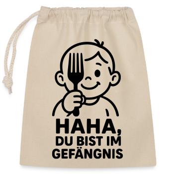 kinder humor gabel gefängnis - Verschließbarer Geschenkbeutel aus Baumwolle (25x30cm) - Natur - Vorne
