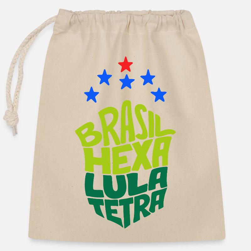 Brasil Hexa Lula Tetra - Closable cotton gift bag (25x30cm) - nature