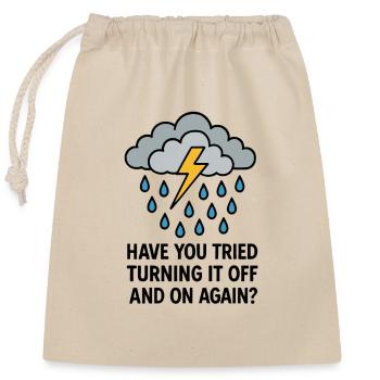 Neustart zum Lachen: Temporal Tech Humor - Verschließbarer Geschenkbeutel aus Baumwolle (25x30cm) - Natur - Vorne