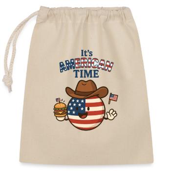 Cowboy America – Burger, Baby! 🤠🍔🇺🇸 - Verschließbarer Geschenkbeutel aus Baumwolle (25x30cm) - Natur - Vorne