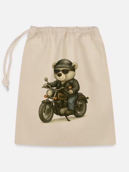 Lord Petzi Chopperfahrer - Verschließbarer Geschenkbeutel aus Baumwolle (25x30cm) - Natur