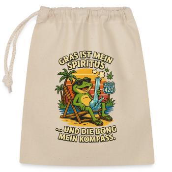 Frog on the Beach: Bong & Route 420 - Closable cotton gift bag (25x30cm) - nature - Front