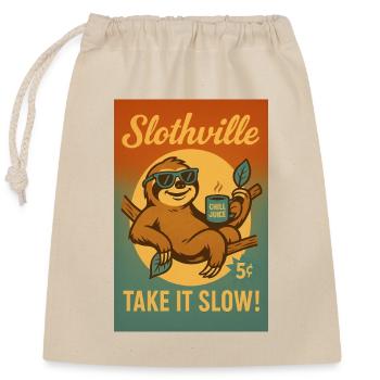 Faultier Slothville - Verschließbarer Geschenkbeutel aus Baumwolle (25x30cm) - Natur - Vorne