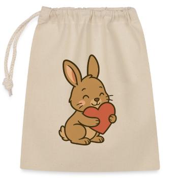 Cuddly Bunny Heart - Closable cotton gift bag (25x30cm) - nature - Front