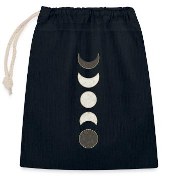 Moon Phases Marble Pattern - Closable cotton gift bag (25x30cm) - navy - Front