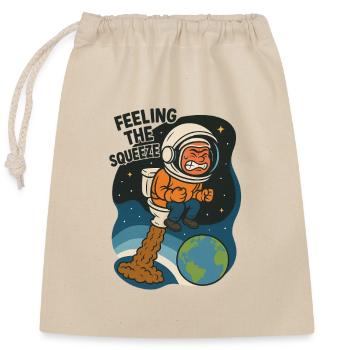 WC Stuhlgang Toilette Witzig Astronaut Kinder - Verschließbarer Geschenkbeutel aus Baumwolle (25x30cm) - Natur - Vorne
