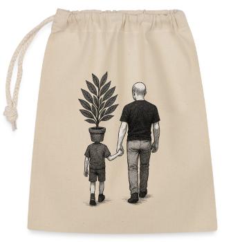 Parental Distinction with Flower Pot - Closable cotton gift bag (25x30cm) - nature - Front