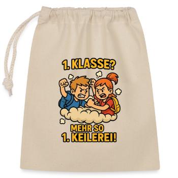 Keilerei Einschulung 1.Klasse Schulkind Kinder - Verschließbarer Geschenkbeutel aus Baumwolle (25x30cm) - Natur - Vorne