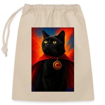 Chat super-héros avec médaillon en or - Sac cadeau en coton avec cordon (25 x 30 cm) - nature - Devant