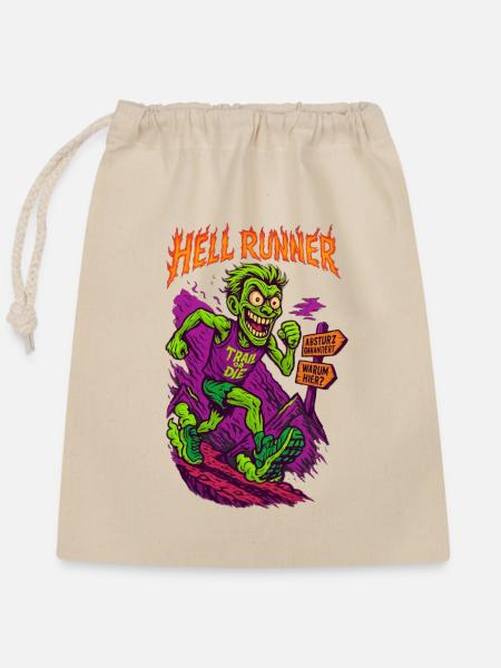 HELL RUNNER - Verschließbarer Geschenkbeutel aus Baumwolle (25x30cm) - Natur