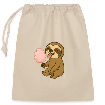 Cute sloth with cotton candy - Closable cotton gift bag (25x30cm) - nature - Front