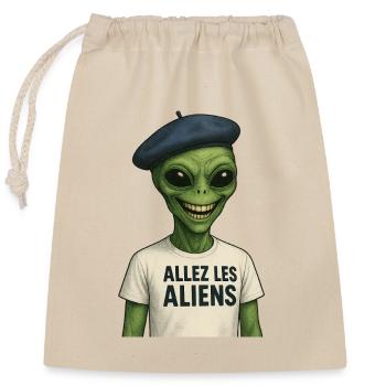Alien Sailor T-Shirt Humorvoll - Verschließbarer Geschenkbeutel aus Baumwolle (25x30cm) - Natur - Vorne
