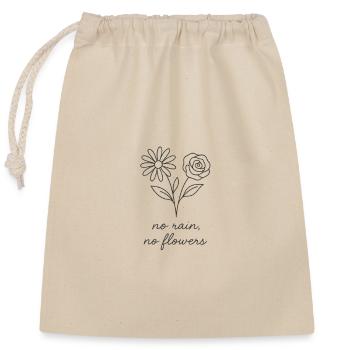 No Rain, No Flowers - Handdrawing, minimalism - Closable cotton gift bag (25x30cm) - nature - Front