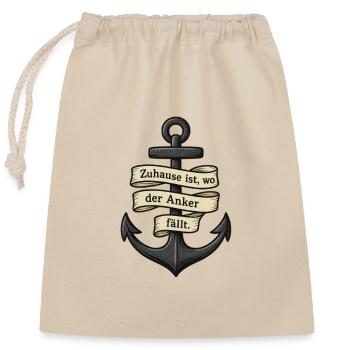 C’est chez soi que l’ancre tombe - Maison - Famille - Sac cadeau en coton avec cordon (25 x 30 cm) - nature - Devant